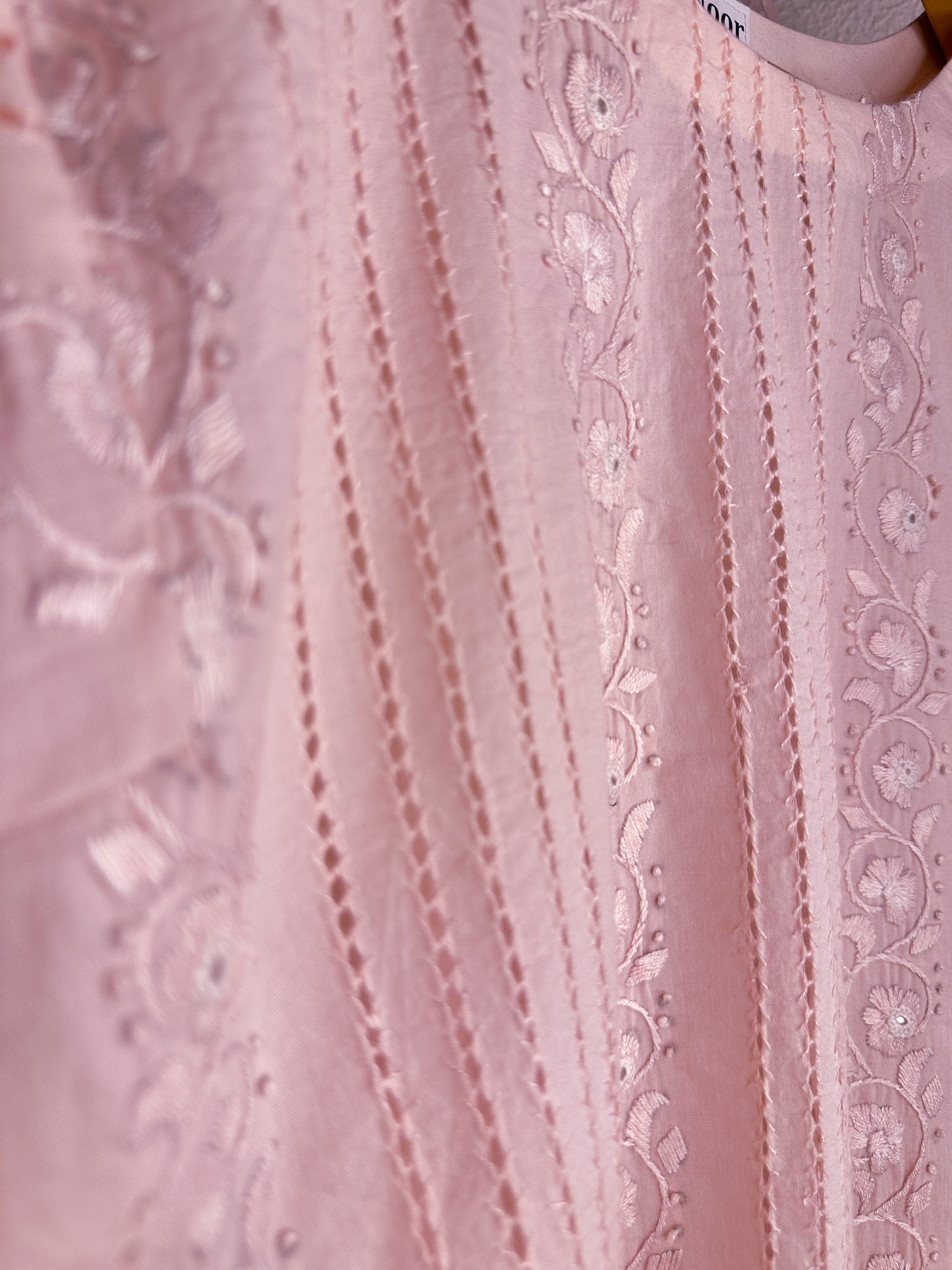 Pink - Tarkashi Hand Embroidered Kurta