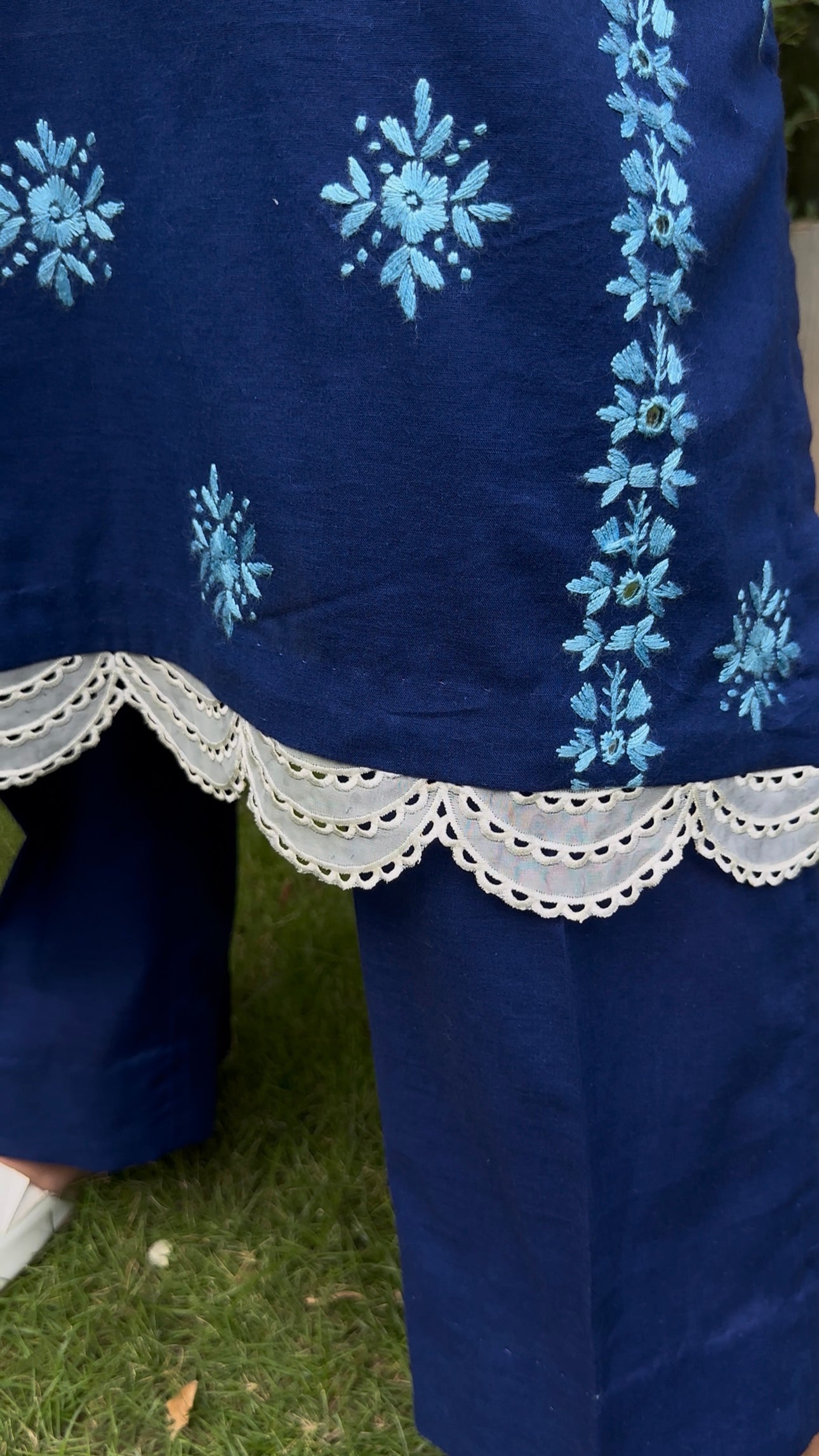 Blue Haze Hand Embroidered Chikankari- 3 Piece Suit