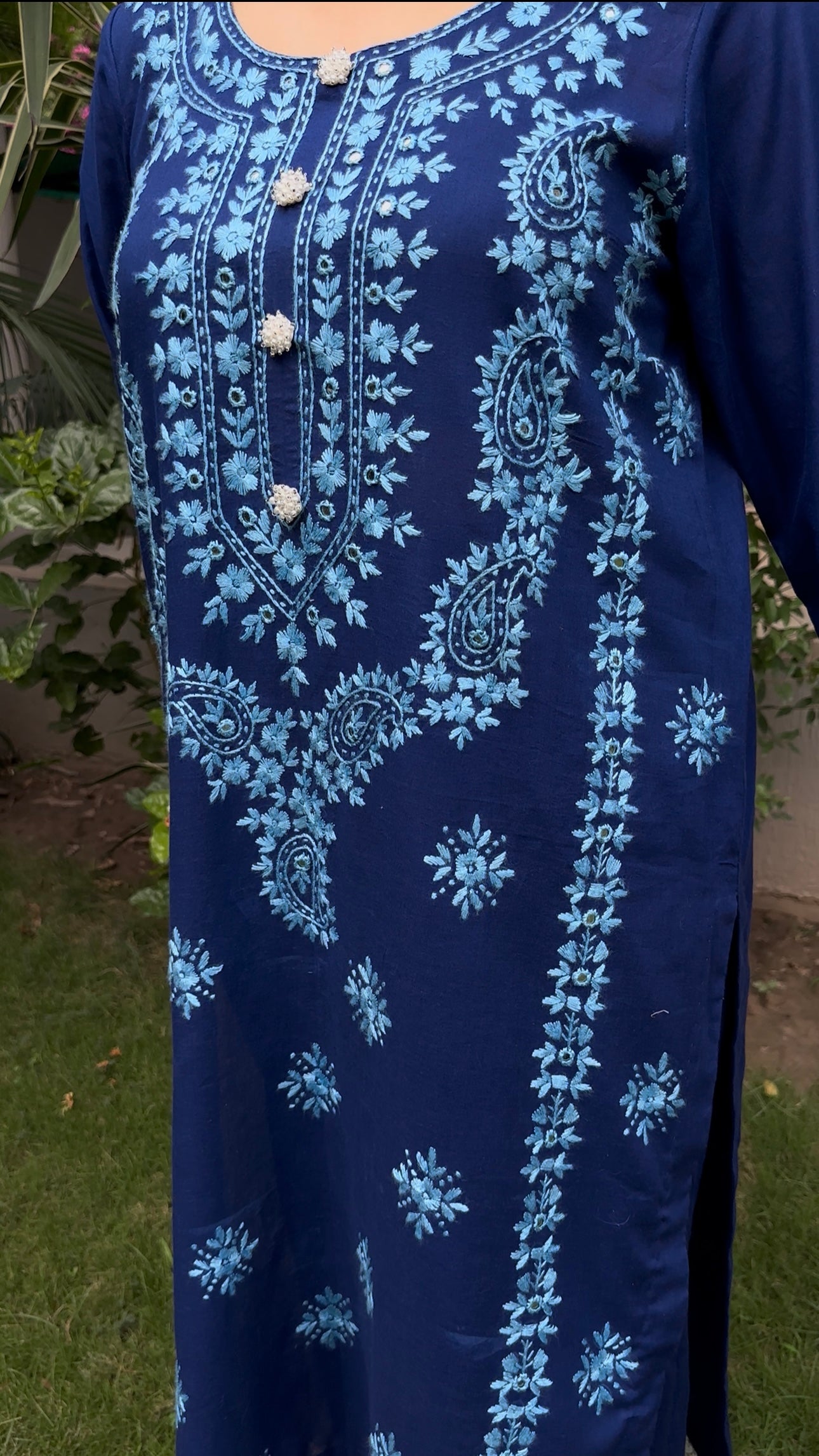 Blue Haze Hand Embroidered Chikankari- 3 Piece Suit