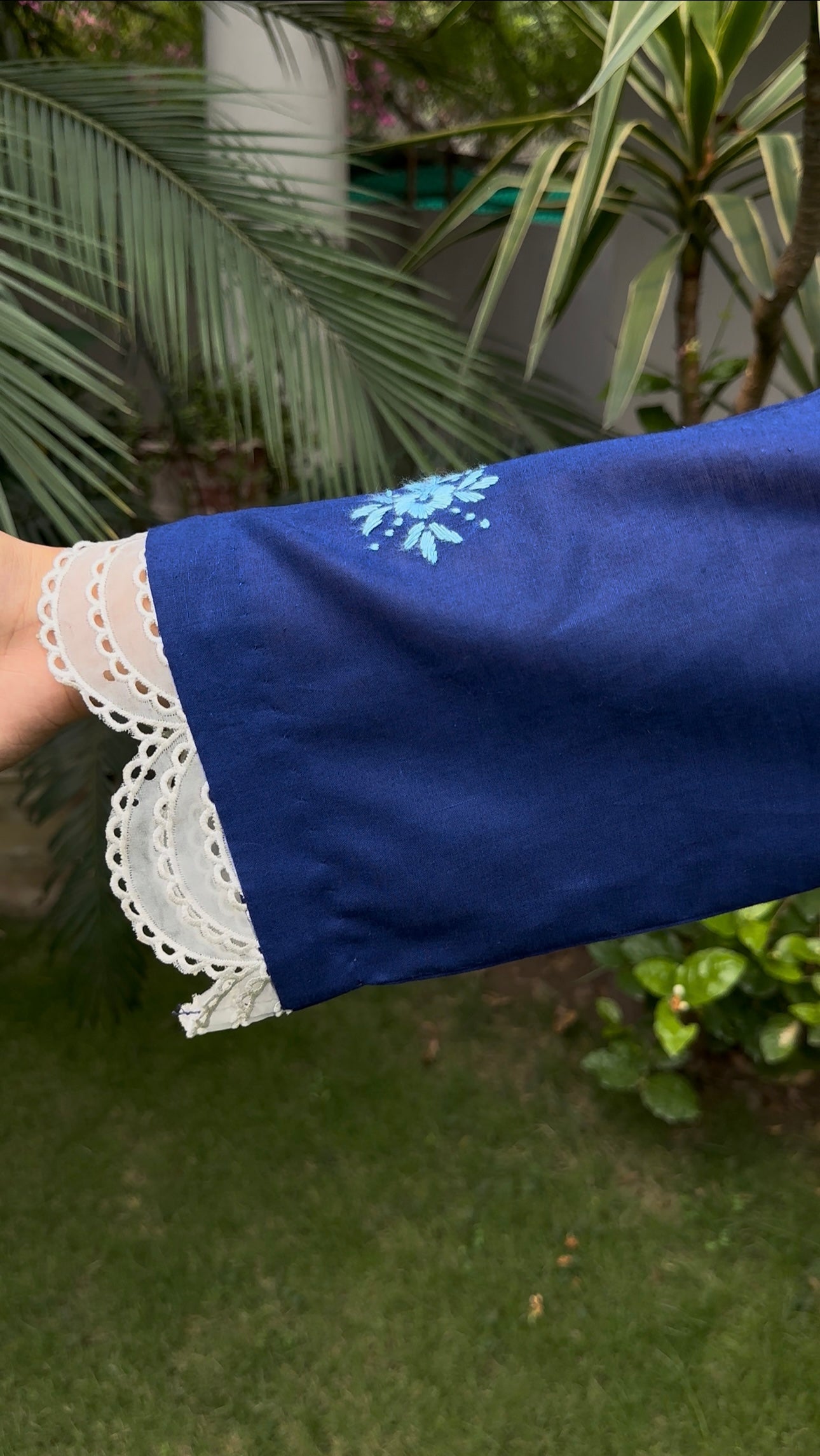 Blue Haze Hand Embroidered Chikankari- 3 Piece Suit