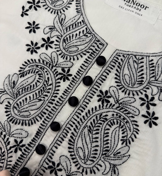 Monochrome Shadow Stitch Kurta