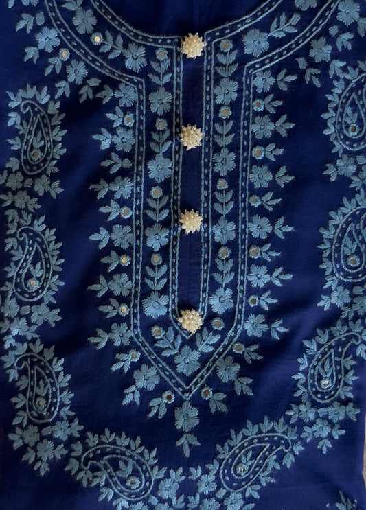 Blue Haze Hand Embroidered Chikankari- 3 Piece Suit