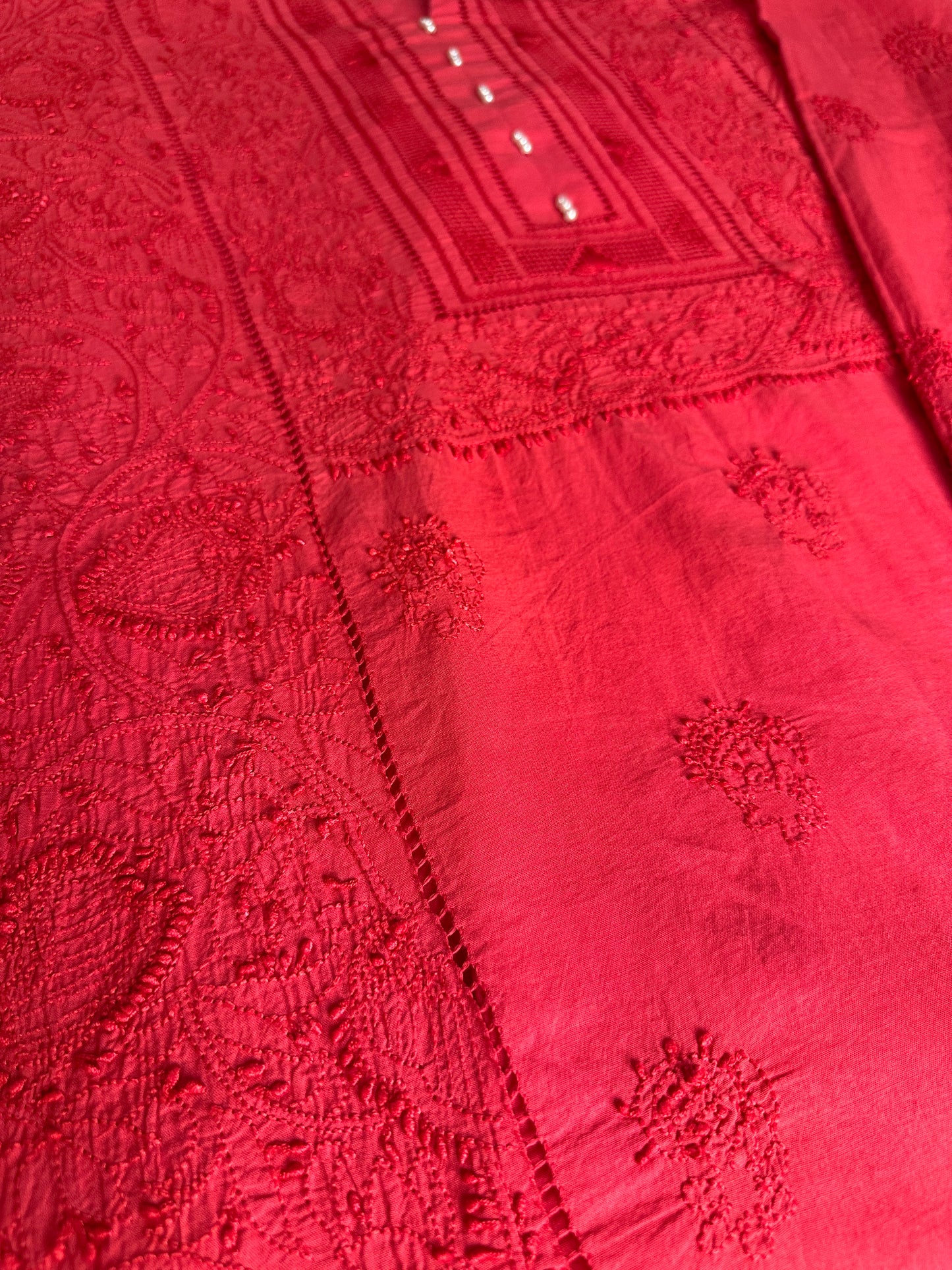 Red - Tarkashi Hand Embroidered Kurta| Bold Detail