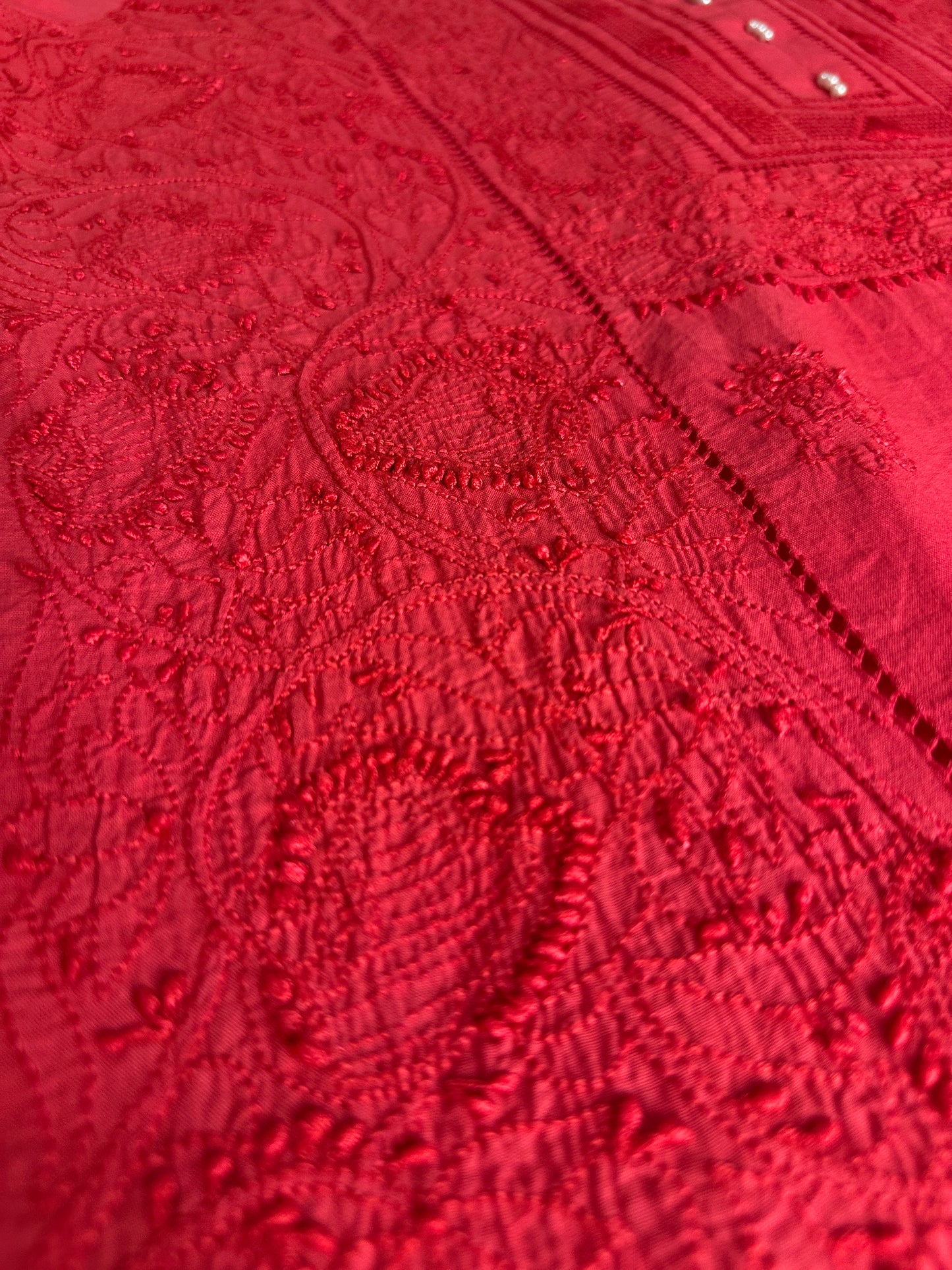 Red - Tarkashi Hand Embroidered Kurta| Bold Detail