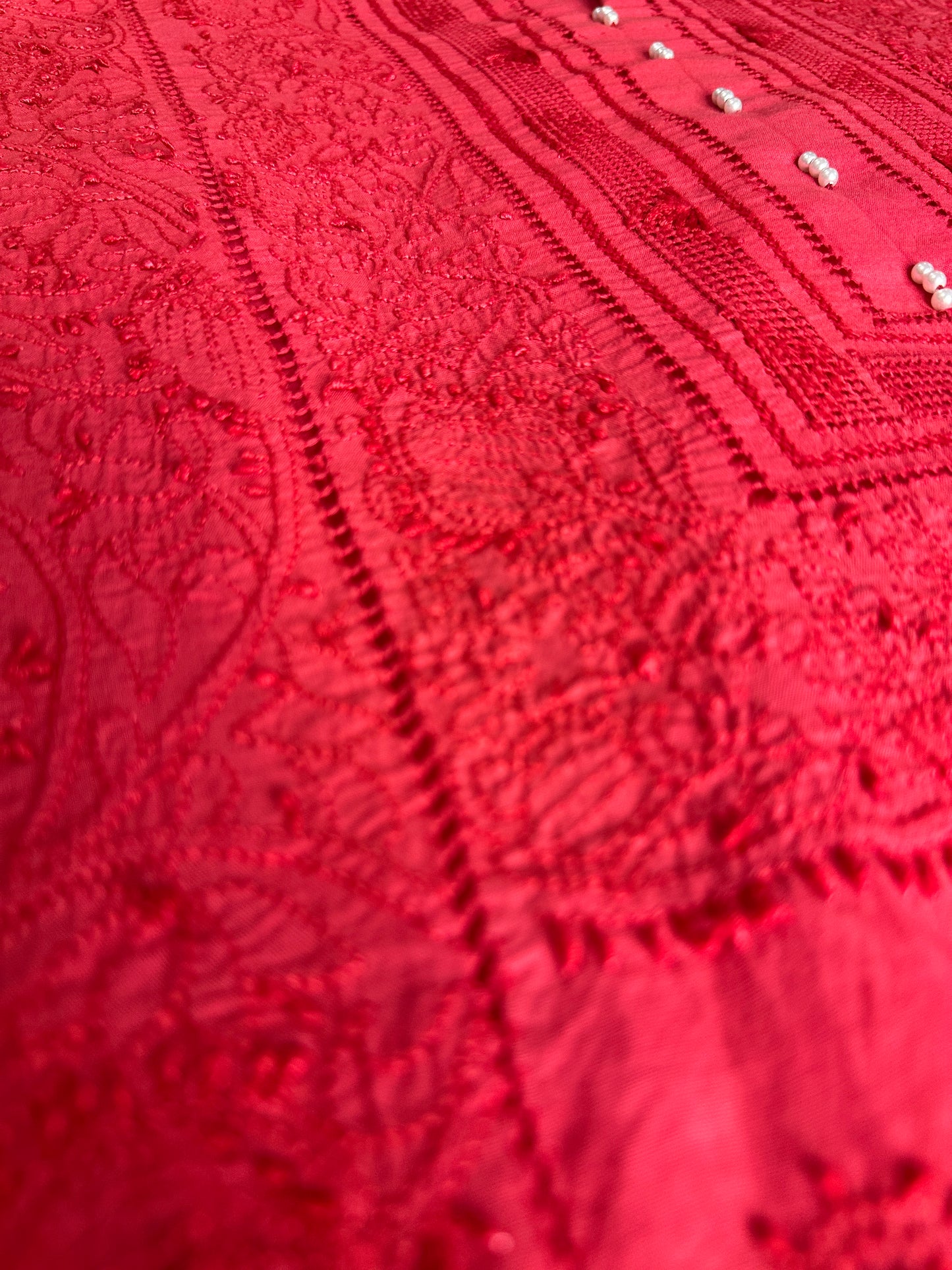 Red - Tarkashi Hand Embroidered Kurta| Bold Detail