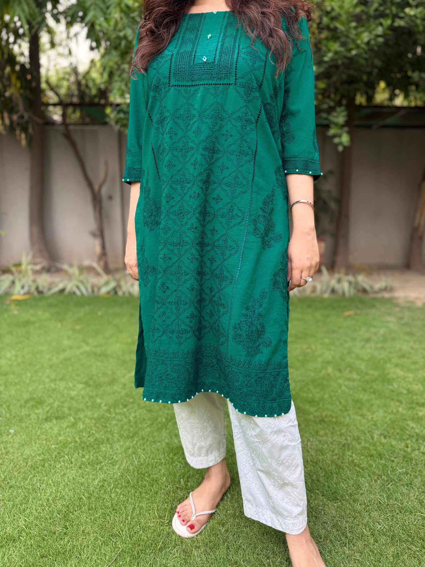 Emerald - Tarkashi Hand Embroidered Kurta