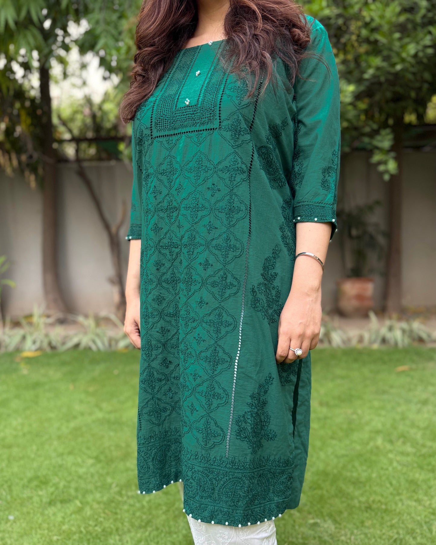 Emerald - Tarkashi Hand Embroidered Kurta