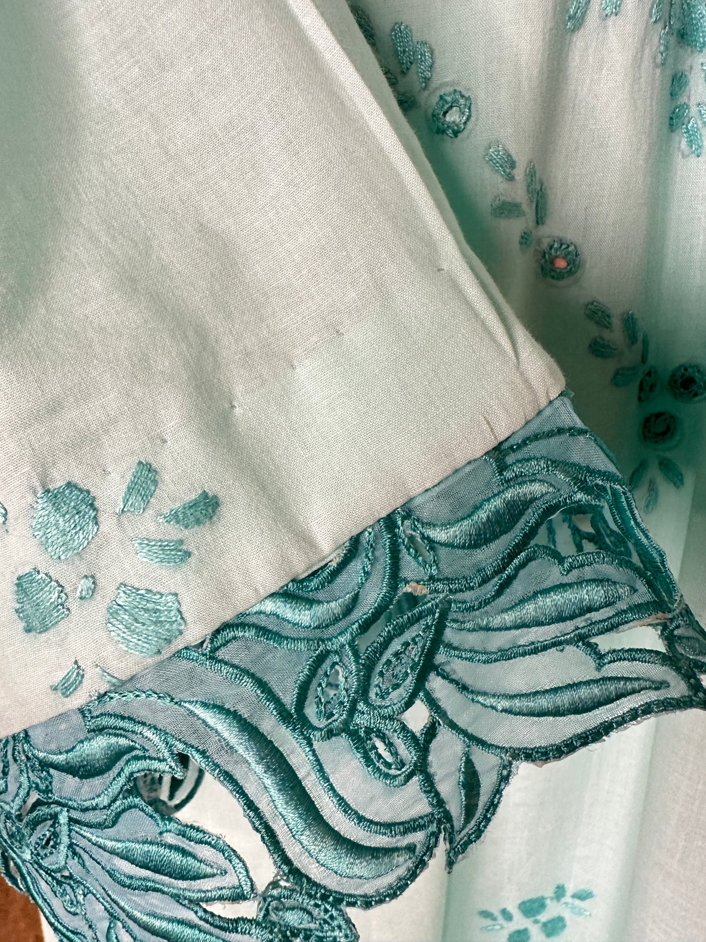 Aqua Blue - Hand Embroidered ChikanKari Kurta with Trouser