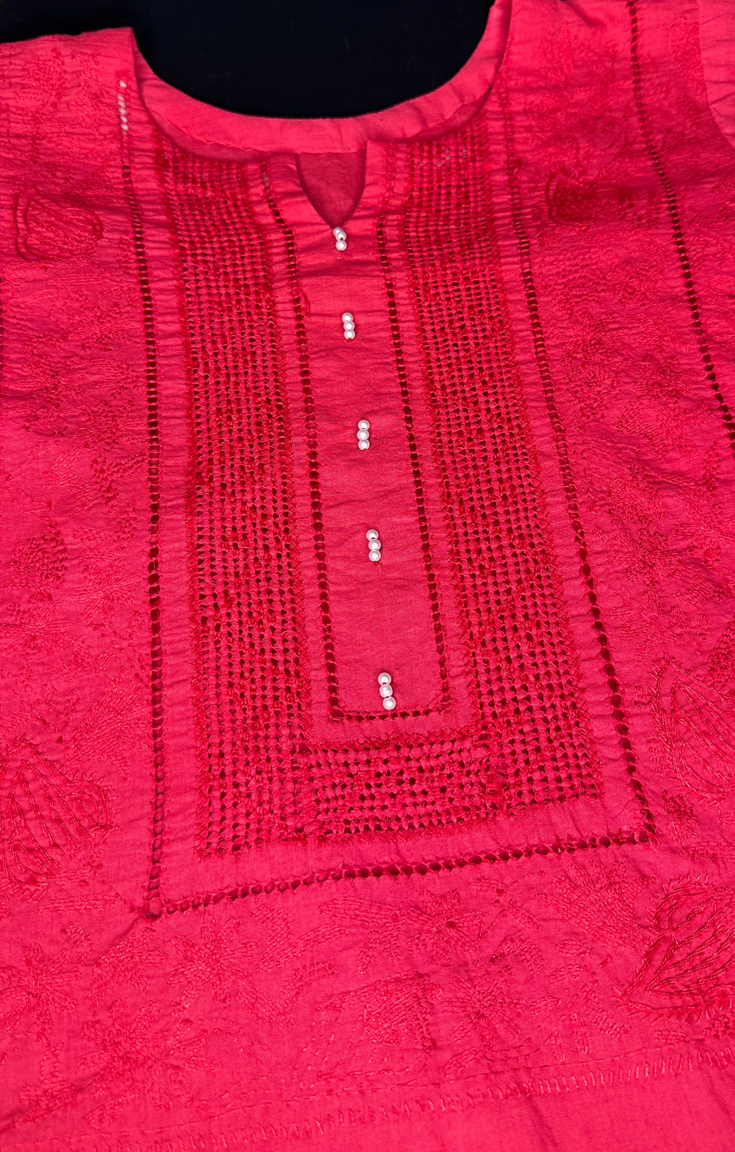 Red - Tarkashi Hand Embroidered Kurta| Soft Detail